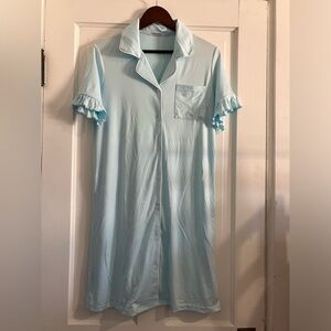 NWOT Light Blue Knit Nightgown with Ruffles Sleeves
